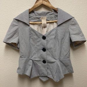 Anthropologie Elevenses Skittering Stripe Peplum Blazer Size 10